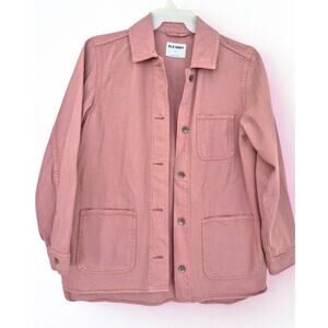 Old Navy Womans Shirt Shacket Jacket Oversized Boyfriend Sz S Pink Canvas Fall